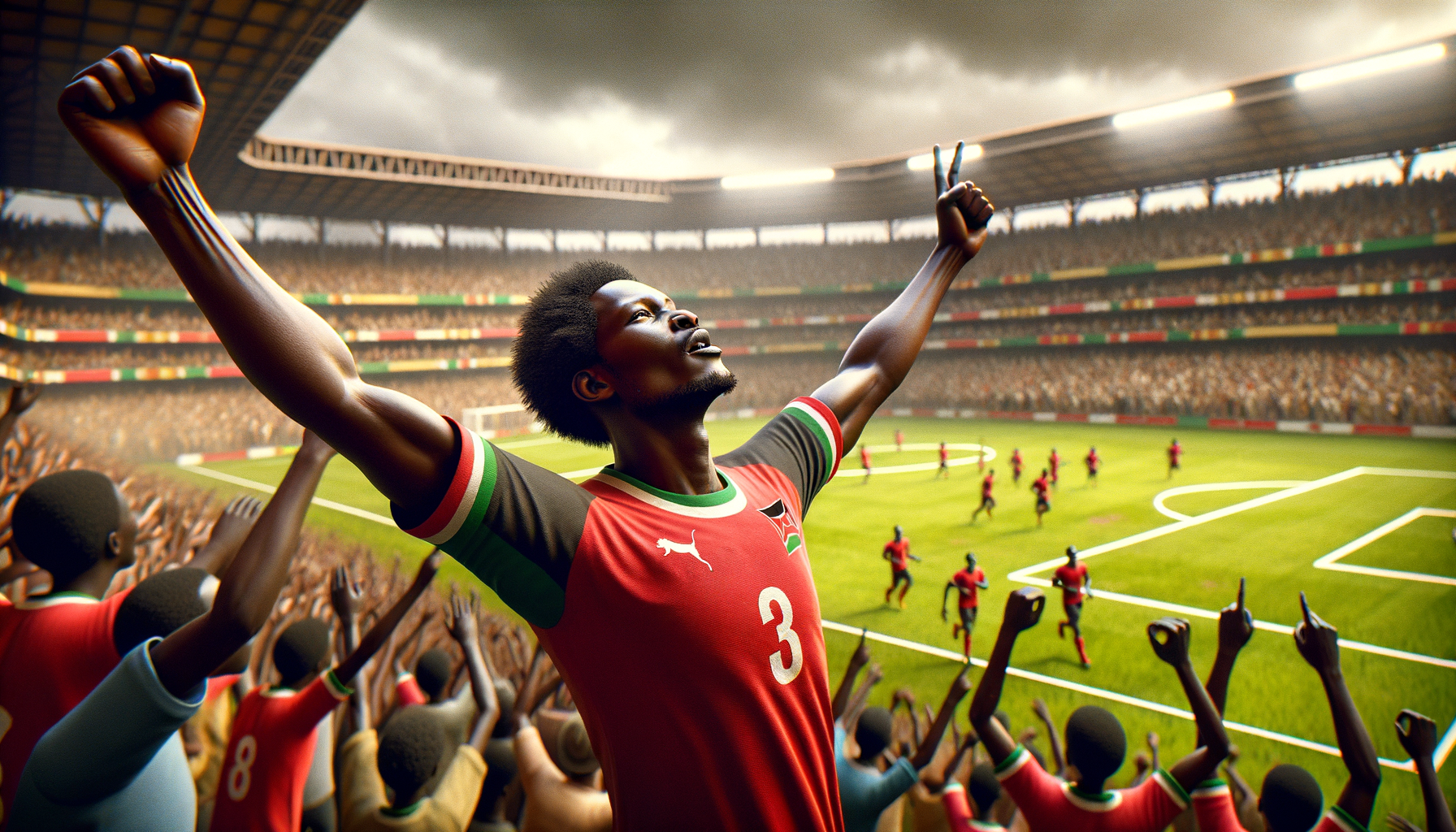 Kenyan football player celebrating - Betika hero
